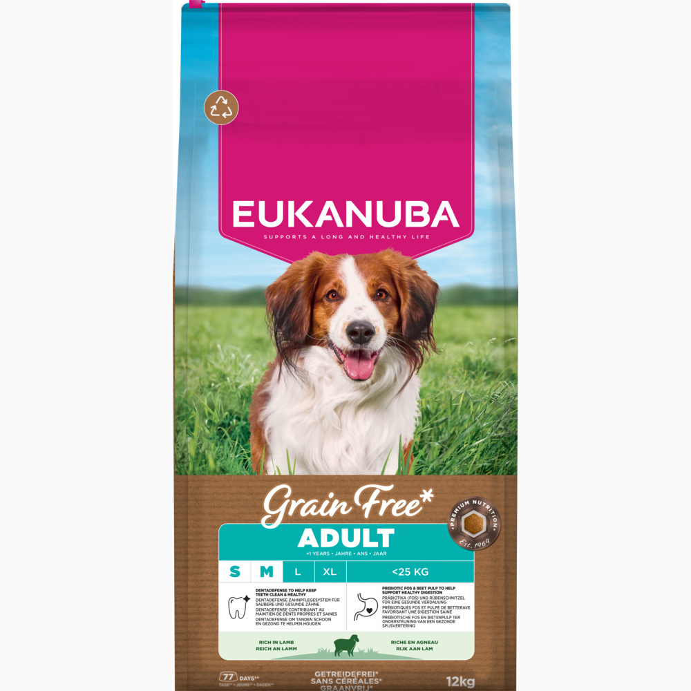 Eukanuba Grain Free Adult Small & Medium mit Lamm - 12 kg von Eukanuba