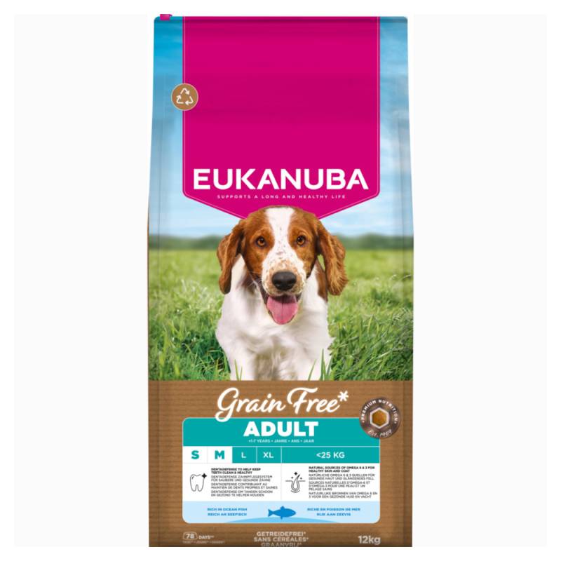 Eukanuba Grain Free Adult Small & Medium mit Seefisch - 12 kg Eukanuba Grain Free Adult Small & Medium mit Seefisch - 12 kg von Eukanuba