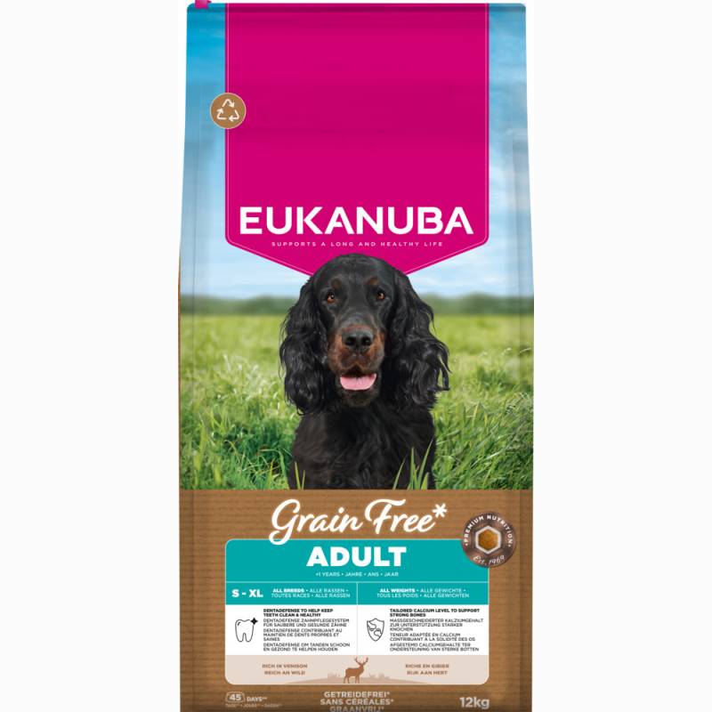 Eukanuba Grain Free Adult mit Wild - Sparpaket: 2 x 12 kg Eukanuba Grain Free Adult mit Wild - Sparpaket: 2 x 12 kg von Eukanuba
