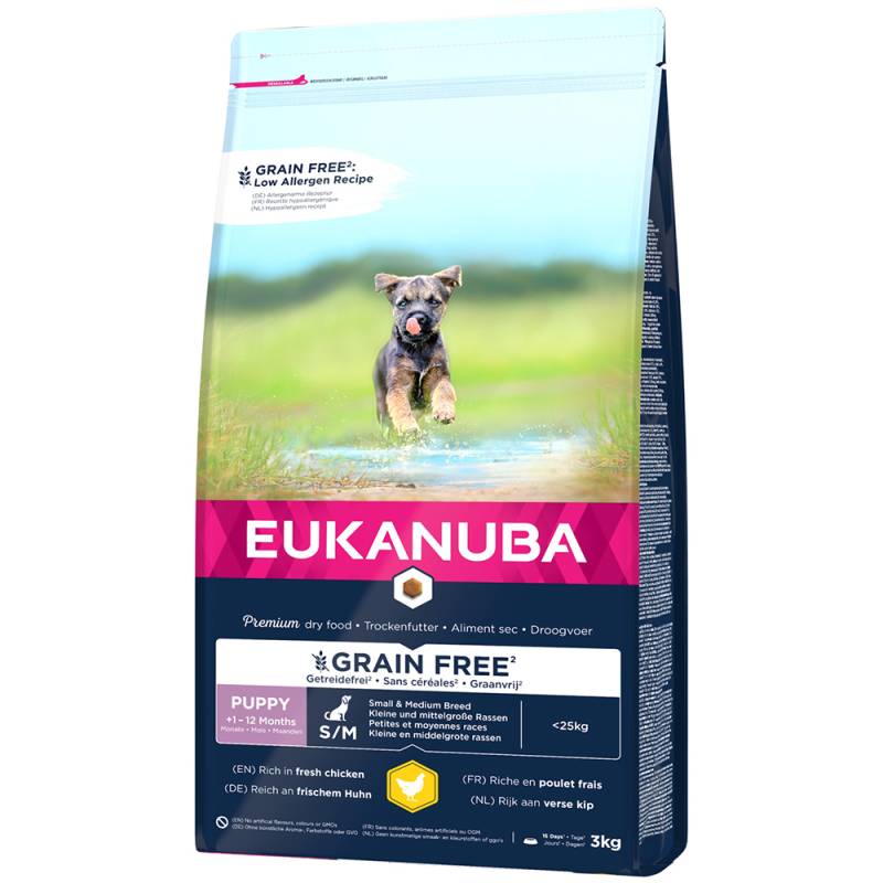 Eukanuba Grain Free Puppy Small / Medium Breed Huhn - 3 kg von Eukanuba