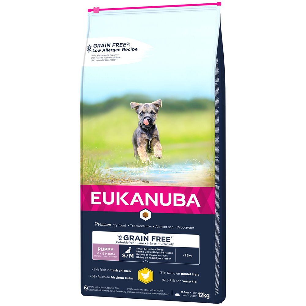 Eukanuba Grain Free Puppy Small / Medium Breed Huhn - Sparpaket: 2 x 12 kg Eukanuba Grain Free Puppy Small / Medium Breed Huhn - Sparpaket: 2 x 12 kg von Eukanuba