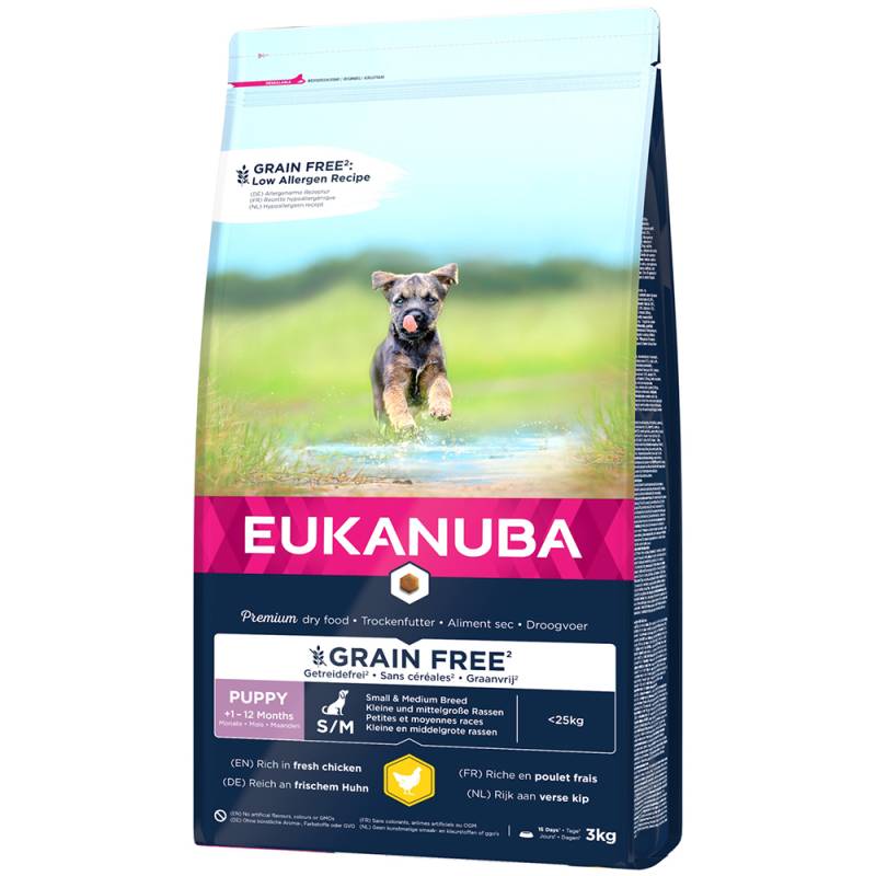 Eukanuba Grain Free Puppy Small / Medium Breed Huhn - Sparpaket: 2 x 3 kg von Eukanuba