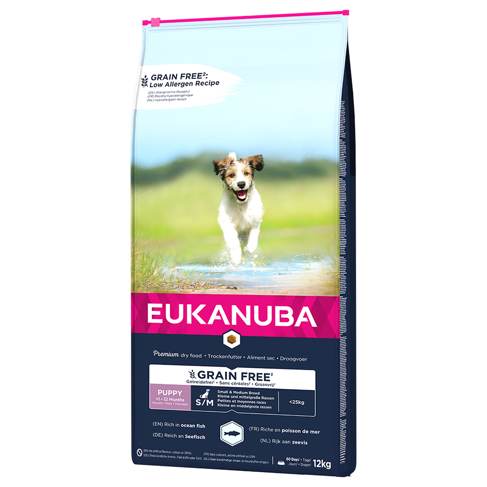 Eukanuba Grain Free Puppy Small / Medium Breed mit Lachs - Sparpaket: 2 x 12 kg von Eukanuba