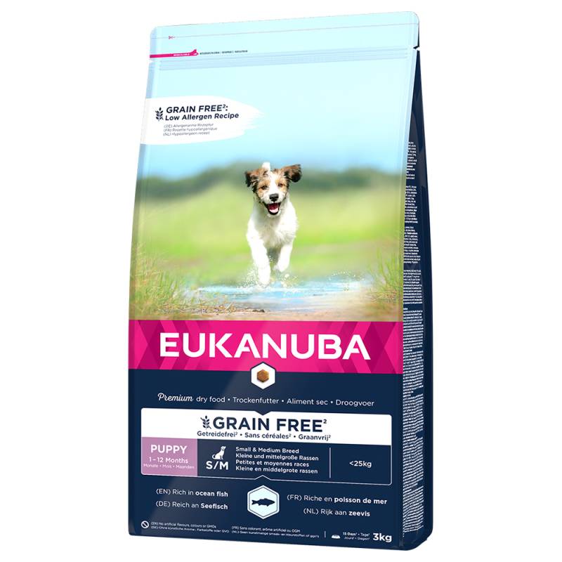 Eukanuba Grain Free Puppy Small / Medium Breed mit Lachs - Sparpaket: 2 x 3 kg von Eukanuba
