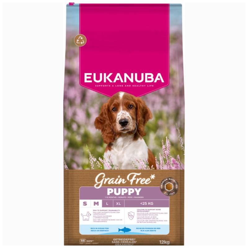 Eukanuba Grain Free Puppy Small & Medium Breed Seefisch - 12 kg von Eukanuba
