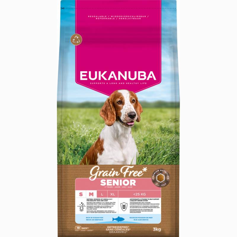 Eukanuba Grain Free Senior Small & Medium mit Seefisch - Sparpaket: 2 x 3 kg Eukanuba Grain Free Senior Small & Medium mit Seefisch - Sparpaket: 2 x 3 kg von Eukanuba