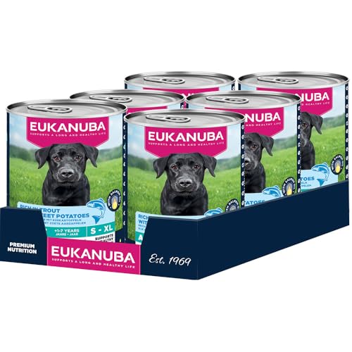 Eukanuba Hundefutter Nass mit Forelle und Süßkartoffeln, Getreidefreies Premium Nassfutter für ausgewachsene Hunde, 6 x 400 g Dosen von Eukanuba