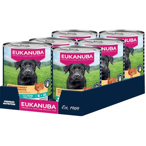 Eukanuba Hundefutter Nass mit Pute und Karotte, Getreidefreies Premium Nassfutter für ausgewachsene Hunde, 6 x 400 g Dosen von Eukanuba