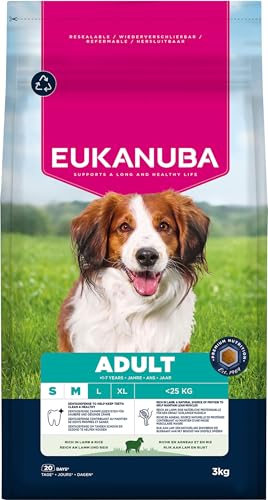 Eukanuba Hundefutter Trocken mit Lamm und Reis für kleine und mittelgroße Rassen - Premium Trockenfutter für ausgewachsene Hunde, 3 kg von Eukanuba