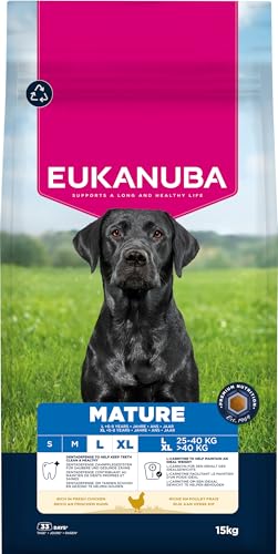 Eukanuba Hundefutter Trocken mit frischem Huhn für große Rassen, Premium Trockenfutter für reife Hunde, 15 kg Eukanuba Hundefutter Trocken mit frischem Huhn für große Rassen, Premium Trockenfutter für reife Hunde, 15 kg von Eukanuba