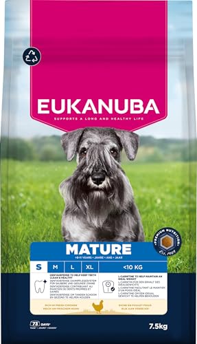 Eukanuba Hundefutter Trocken mit frischem Huhn für kleine Rassen, Premium Trockenfutter für reife Hunde, 7,5 kg Eukanuba Hundefutter Trocken mit frischem Huhn für kleine Rassen, Premium Trockenfutter für reife Hunde, 7,5 kg von Eukanuba