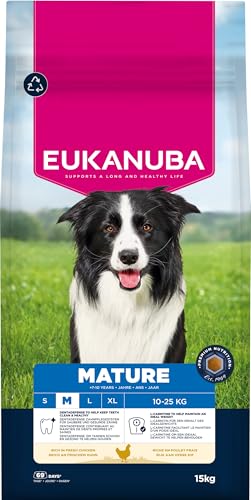 Eukanuba Hundefutter Trocken mit frischem Huhn für mittelgroße Rassen, Premium Trockenfutter für reife Hunde, 15 kg Eukanuba Hundefutter Trocken mit frischem Huhn für mittelgroße Rassen, Premium Trockenfutter für reife Hunde, 15 kg von Eukanuba