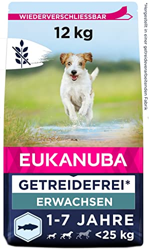 Eukanuba Hundefutter getreidefrei mit Fisch für kleine und mittelgroße Rassen - Trockenfutter für ausgewachsene Hunde, 12 kg von Eukanuba