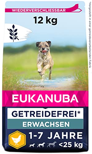 Eukanuba Hundefutter getreidefrei mit Huhn für kleine und mittelgroße Rassen - Trockenfutter für ausgewachsene Hunde, 12 kg von Eukanuba