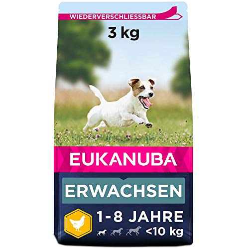 Eukanuba Hundefutter mit frischem Huhn für kleine Rassen, Premium Trockenfutter für ausgewachsene Hunde, 3 kg von Eukanuba