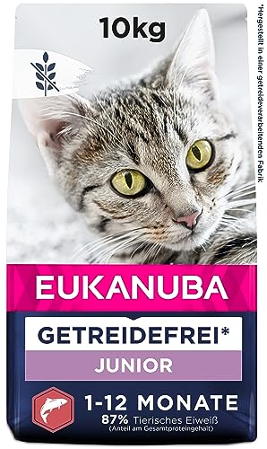 Eukanuba Junior Katzenfutter trocken getreidefrei - Premium Trockenfutter mit viel Lachs für Kitten, 10 kg von Eukanuba