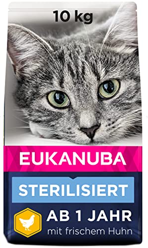 Eukanuba Sterilised Katzenfutter - fettarmes Premium Trockenfutter für den Gewichtserhalt bei sterilisierten / kastrierten Katzen, 10 kg von Eukanuba