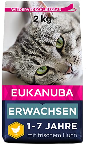 Eukanuba Katzenfutter trocken Huhn - Premium Trockenfutter mit hohem Fleischanteil für erwachsene Katzen ab 1 Jahr, 2 kg von Eukanuba