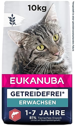Eukanuba Katzenfutter trocken getreidefrei - Premium Trockenfutter mit viel Lachs für ausgewachsene Katzen, 10kg von Eukanuba