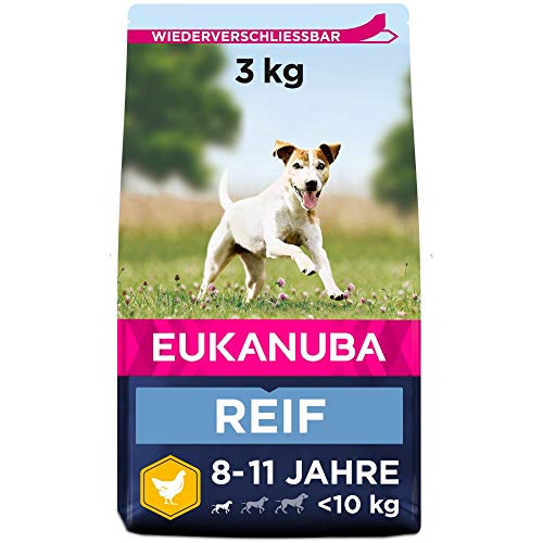 Eukanuba Hundefutter mit frischem Huhn für kleine Rassen, Premium Trockenfutter für reife Hunde, 3 kg von Eukanuba