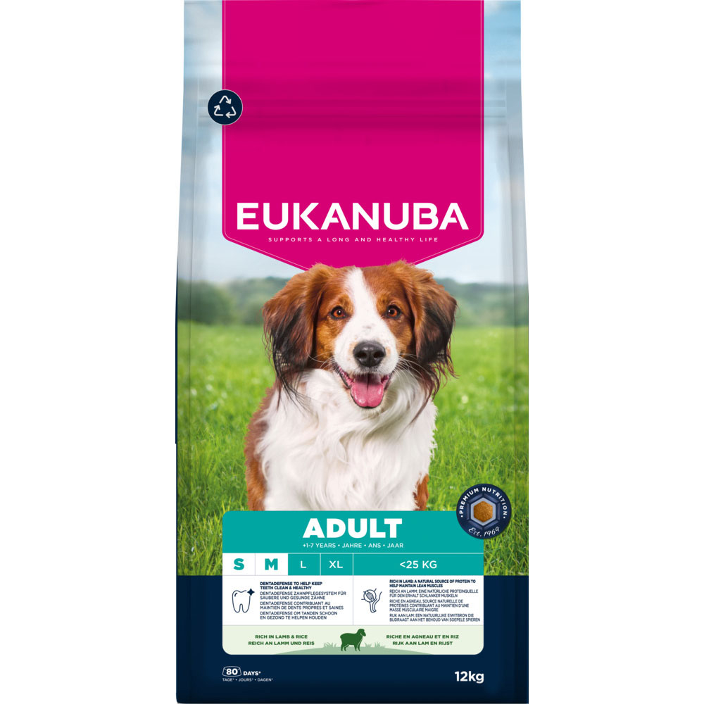 Eukanuba Premium Nutrition Adult Small & Medium Breed Lamm & Reis - Sparpaket: 2 x 12 kg von Eukanuba