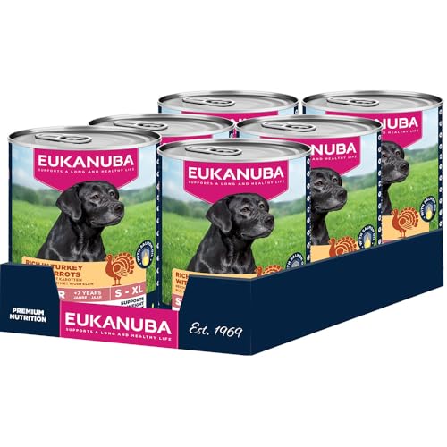 Eukanuba Senior Hundefutter Nass mit Pute und Karotte, Getreidefreies Premium Nassfutter für ältere Hunde, 6 x 400 g Dosen von Eukanuba