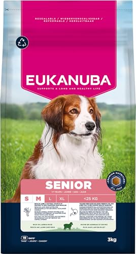 Eukanuba Senior Hundefutter mit Lamm und Reis für kleine und mittelgroße Rassen - Premium Trockenfutter für ältere Hunde, 3 kg Eukanuba Senior Hundefutter mit Lamm und Reis für kleine und mittelgroße Rassen - Premium Trockenfutter für ältere Hunde, 3 kg von Eukanuba