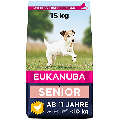 Eukanuba Hundefutter mit frischem Huhn für kleine Rassen, Premium Trockenfutter für Senior Hunde, 15 kg von Eukanuba