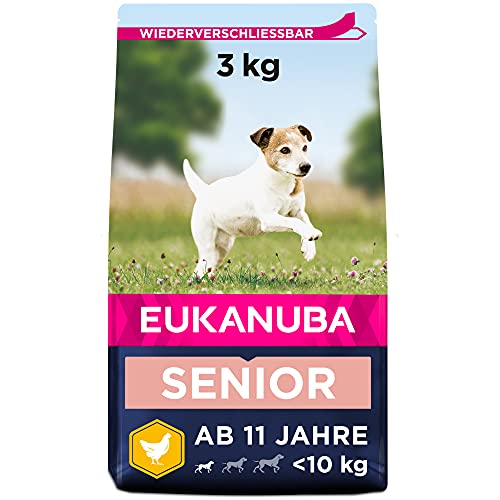 Eukanuba Hundefutter mit frischem Huhn für kleine Rassen, Premium Trockenfutter für Senior Hunde, 3 kg von Eukanuba