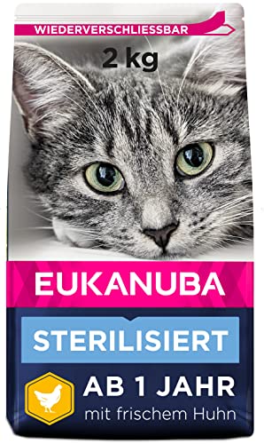 Eukanuba Sterilised Katzenfutter - fettarmes Premium Trockenfutter für den Gewichtserhalt bei sterilisierten / kastrierten Katzen, 2 kg von Eukanuba