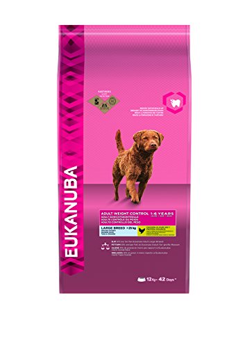 Eukanuba Weight Control Large Breed fettarmes Trockenfutter (mit Huhn zur Gewichtskontrolle bei Hunden, Premiumfutter für große Rassen), 12 kg Beutel von Eukanuba