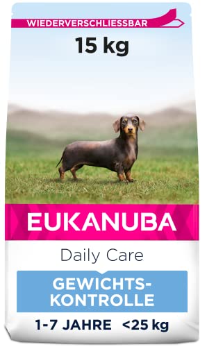 Eukanuba Daily Care Weight Control für kleine & mittelgroße Rassen - Fettarmes Hundefutter zum Gewichtserhalt oder Diät bei Übergewicht, 15 kg von Eukanuba