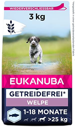 Eukanuba Welpenfutter getreidefrei mit Fisch für große Rassen - Trockenfutter ohne Getreide für Junior Hunde, 3 kg von Eukanuba