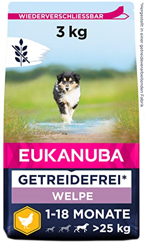 Eukanuba Welpenfutter getreidefrei mit Huhn für große Rassen - Trockenfutter ohne Getreide für Junior Hunde, 3 kg von Eukanuba