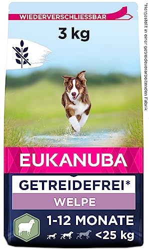 Eukanuba Welpenfutter getreidefrei mit Lamm für kleine und mittelgroße Rassen - Trockenfutter ohne Getreide für Junior Hunde, 3 kg von Eukanuba