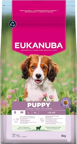 Eukanuba Welpenfutter mit Lamm und Reis für kleine und mittelgroße Rassen - Premium Trockenfutter für Junior Hunde, 3 kg Eukanuba Welpenfutter mit Lamm und Reis für kleine und mittelgroße Rassen - Premium Trockenfutter für Junior Hunde, 3 kg von Eukanuba