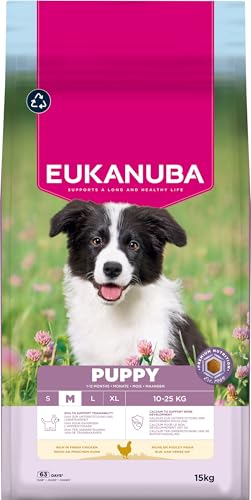 Eukanuba Welpenfutter mit frischem Huhn für mittelgroße Rassen, Premium Trockenfutter für Junior Hunde, 15 kg Eukanuba Welpenfutter mit frischem Huhn für mittelgroße Rassen, Premium Trockenfutter für Junior Hunde, 15 kg von Eukanuba