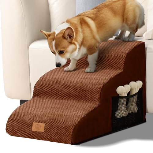 Eukue Hundetreppe 3 Stufen, Hundetreppen für Kleine Hunde und Katzen, Tragbare Hunderampe für Bett und Sofa, Hochdichtem Schaum Haustiertreppe mit Bezug und Tasche, Braun Eukue Hundetreppe 3 Stufen, Hundetreppen für Kleine Hunde und Katzen, Tragbare Hunderampe für Bett und Sofa, Hochdichtem Schaum Haustiertreppe mit Bezug und Tasche, Braun von Eukue