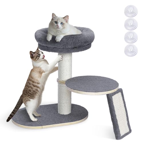 Kratzbaum, Spielturm für Katzen mit Stabiler Mehrstufiger Sisalstange, Kletterturm und 2 Plattformen, 1 Nest Aktivitätsbaum für Kätzchen und kleinere Katze, Hellgrau Kratzbaum, Spielturm für Katzen mit Stabiler Mehrstufiger Sisalstange, Kletterturm und 2 Plattformen, 1 Nest Aktivitätsbaum für Kätzchen und kleinere Katze, Hellgrau von Eukue