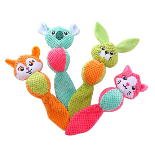 Euljcysiyu 4 Pet Plush Toys, Dog Gnawing and Sounding Interactive Corn Pom-Pom, Sounding Animal Dolls von Euljcysiyu
