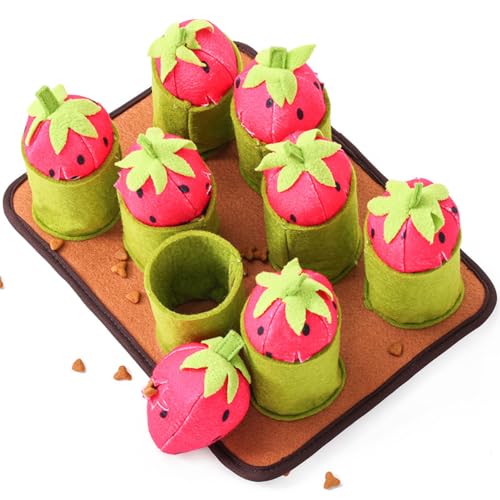 Euljcysiyu Pet Pulling Strawberry Puzzle Leaking Food Sniffing Dog Toys, Dogs Consume Physical Energy Interaction Gnawing Toys, Pet Supplies von Euljcysiyu