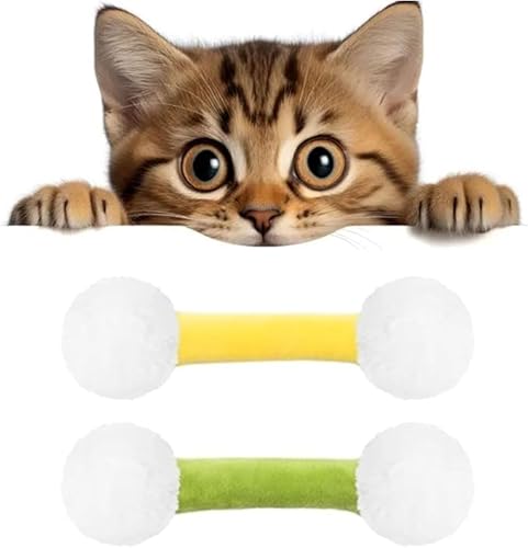 Q Tip Cat Toy,Qtip Cat Toy, Cat Kicker Toys for Indoor Cats,Interactive Kitty Kick Sticks,Designed for Indoor Cats Including ChewToys, CatToys with Catnip, Sturdy Teething ChewToy (Green+Yellow) von Eunmsi