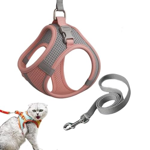 Stimulicat Cat Harness,Escape Proof Soft Mesh Vest for Indoor Cats,Side-Through No-Pull Design,Adjustable&Lightweight with Reflective Strips,Breathable,Easy to Wear for Walking& Outdoor (Pink, L) Stimulicat Cat Harness,Escape Proof Soft Mesh Vest for Indoor Cats,Side-Through No-Pull Design,Adjustable&Lightweight with Reflective Strips,Breathable,Easy to Wear for Walking& Outdoor (Pink, L) von Eunmsi