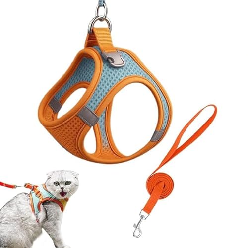 Stimulicat Cat Harness,Escape Proof Soft Mesh Vest for Indoor Cats,Side-Through No-Pull Design,Adjustable&Lightweight with Reflective Strips,Breathable,Easy to Wear for Walking& Outdoor (Orange, L) Stimulicat Cat Harness,Escape Proof Soft Mesh Vest for Indoor Cats,Side-Through No-Pull Design,Adjustable&Lightweight with Reflective Strips,Breathable,Easy to Wear for Walking& Outdoor (Orange, L) von Eunmsi