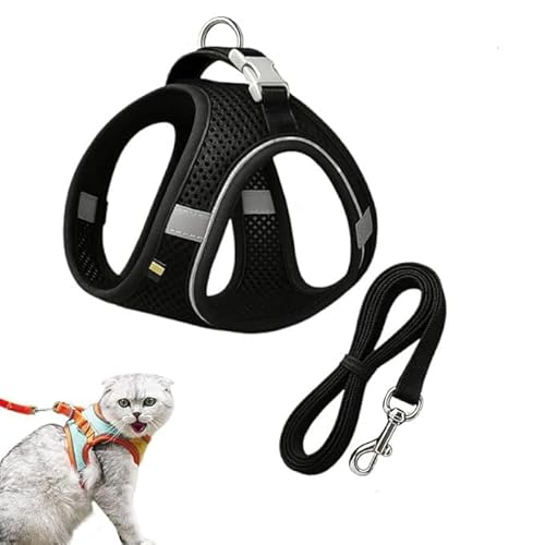 Stimulicat Cat Harness,Escape Proof Soft Mesh Vest for Indoor Cats,Side-Through No-Pull Design,Adjustable&Lightweight with Reflective Strips,Breathable,Easy to Wear for Walking& Outdoor (Black, XXS) Stimulicat Cat Harness,Escape Proof Soft Mesh Vest for Indoor Cats,Side-Through No-Pull Design,Adjustable&Lightweight with Reflective Strips,Breathable,Easy to Wear for Walking& Outdoor (Black, XXS) von Eunmsi