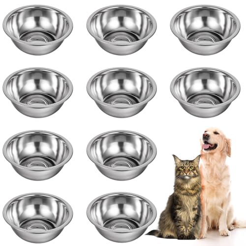 20,3 cm Edelstahl-Hundenäpfe, 10 Stück, 1,587 ml, Metall-Hundenäpfe, verdickt, 7 Tassen, Hundefutternäpfe, Ersatznapf für mittelgroße und große Hunde, Katzen von EupHHonycs