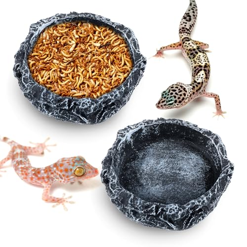 2PCS Reptile Näpfe, Näpfe Terrarium, Corner Water Dish Reptilien Fressnapf, Reptilienschale, Garnelen Futterschale Zubehör-Terrarium Wasserschale für Gecko,Eidechse,Chamäleon,Schlange,Schildkröte von EupHHonycs