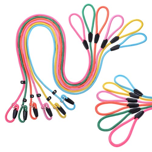6 x Retrieverleinen, robuste Leine für kleine, mittelgroße Hunde, 1,5 m, klassische Hundeleine, starkes Nylon, Trainingsleine, starke, bequeme Schlaufe (6 Farben, 0,95 cm) von EupHHonycs