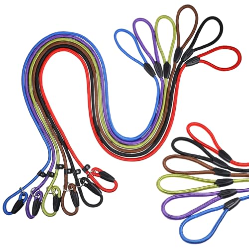 6 x Retrieverleinen, robuste Seilleine für kleine, mittelgroße Hunde, 1,5 m, klassische Hundeleine, starkes Nylon, Trainingsleinen (0,95 cm, 6 Farben) von EupHHonycs