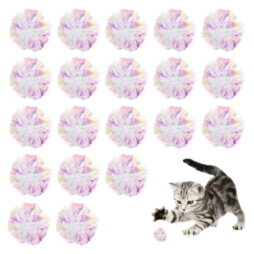 EupHHonycs 20 Stück Knisterball für Katzen, Bunte Katzenspielbälle, interaktives Ballspielzeug für Katzen, 5 cm Cat Crinkle Ball mit Geräusch EupHHonycs 20 Stück Knisterball für Katzen, Bunte Katzenspielbälle, interaktives Ballspielzeug für Katzen, 5 cm Cat Crinkle Ball mit Geräusch von EupHHonycs